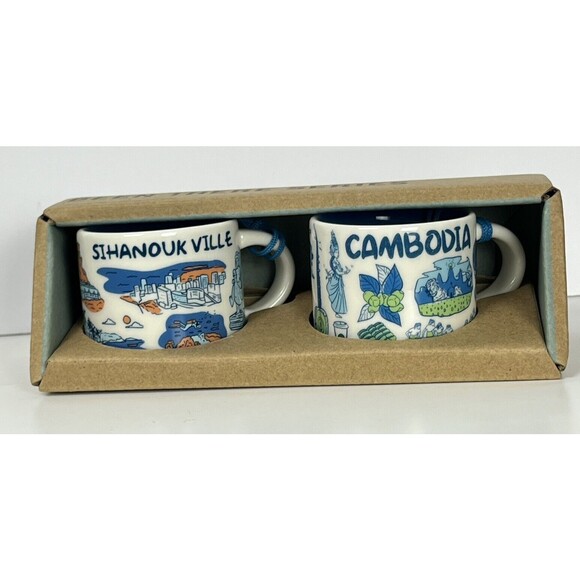 Starbucks Mug Ornament Cambodia SihanoukVille Been There Series Set 2oz 2024 NIB - Picture 1 of 5